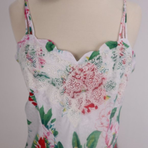 Vintage Victoria's Secret NWOT Lace Pearl Long Floral Tropical Nightgown Dress M - Picture 6 of 13